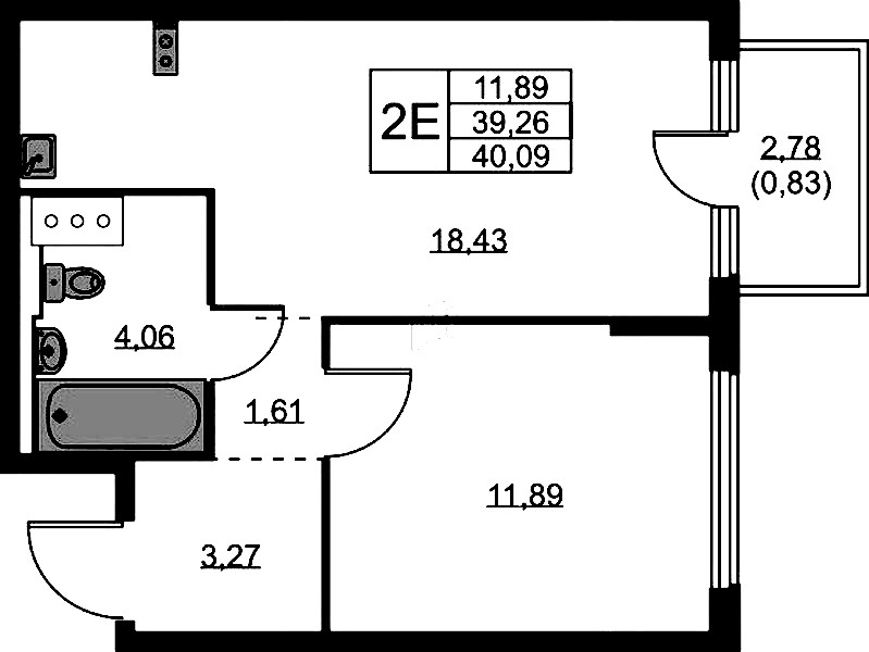 1-комнатная квартира 40.09 м², 7/11 эт., ЖК «Новое Колпино»